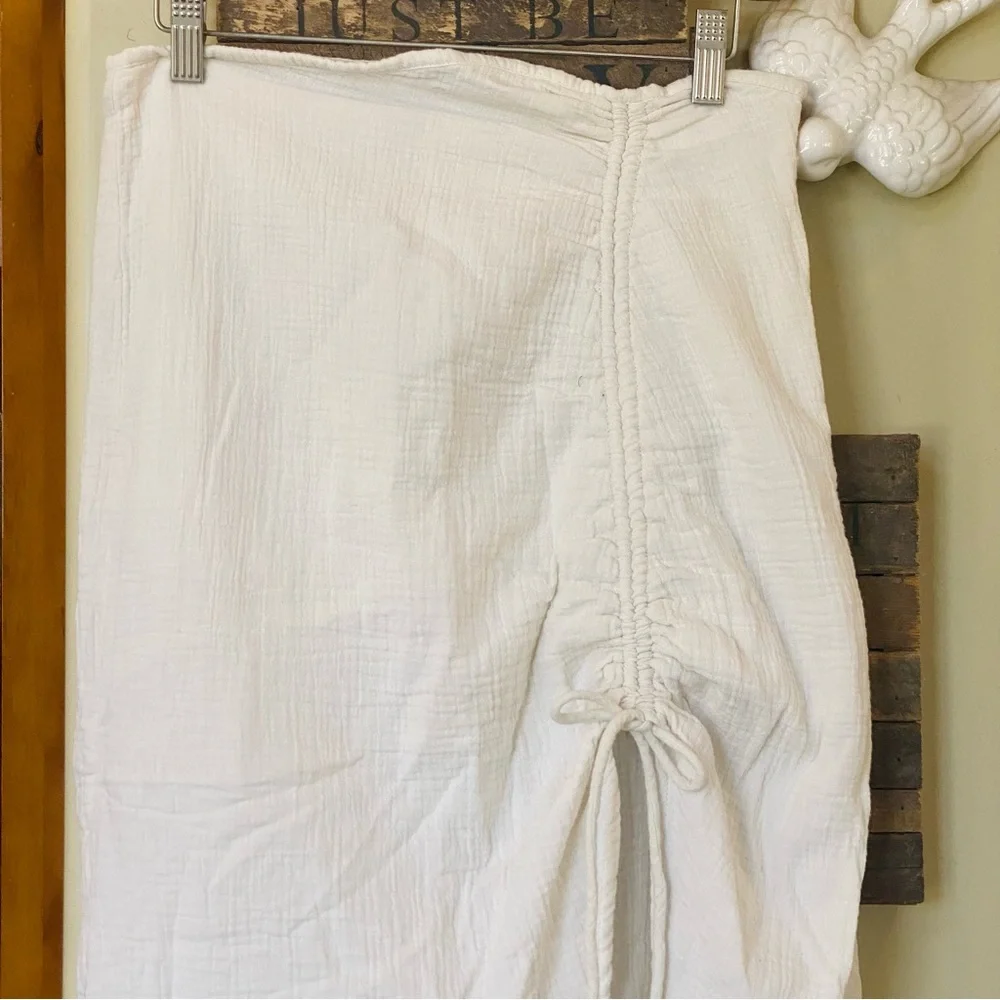 Free People New Natural Cerine Ruched Midi Skirt in Ivory NWOT - Picture 13 of 16